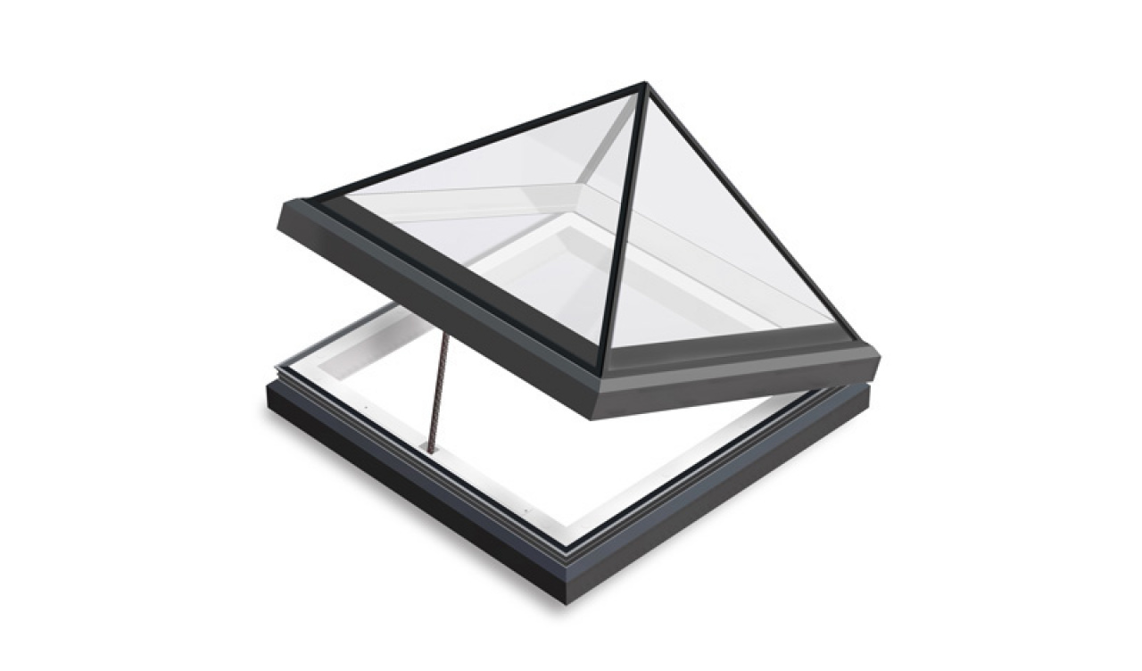 Opening pyramid rooflight, manual or electric